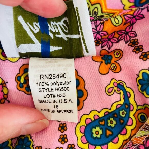 Vintage 70s Tribute Mod Floral Paisley Shirt Dress Long XL - Picture 8 of 9